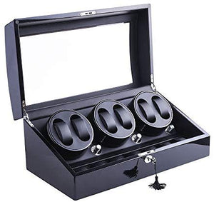 Luxury 4 Motor Quad Automatic Watch Winder Display Box Case 8+9 Storage