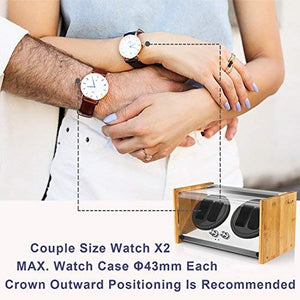 Watch Winder Box 4 for Automatic Watches or Rolex Couple Size, Craftsmanship 100% Bamboo Wood Patent Housing Case, AC or Battery Powered Super Quiet Japanese Motor by Watch Winder Smith: WATCH WINDER SMITH: Gateway