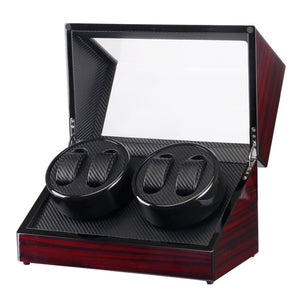 Auto Wooden Watch Winder Watch Storage Box Winder Case Transparent Cover Wristwatch Box Single/Double Head Motor with US Plug