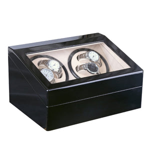 Automatic Mechanical Watch Winders Storage Box Case Holder 4+6 Collection Watch Display Jewelry Winder Box Black Black