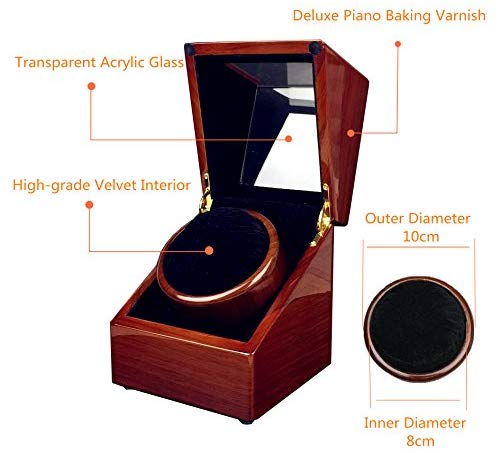 New Style Rubber Wood] Love Nest Wood Automatic Single Watch Winder Piano Finish Pure Handmade Watch Winder with Automatic Japanese Mabuchi Motorï¼Power Includedï¼: Cell Phones & Accessories
