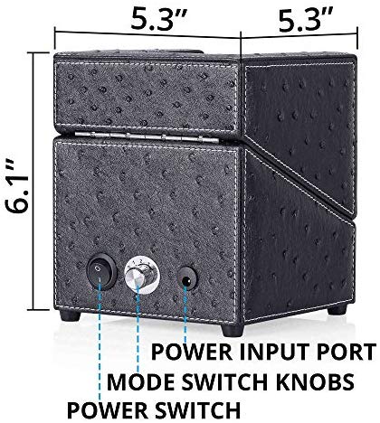 Single Watch Winder Newly Upgraded, with Flexible Plush Pillow, in Wood Shell and Black Leather, Japanese Motor, 4 Rotation Mode Setting, Fit Lady and Man Automatic Watch: Watches