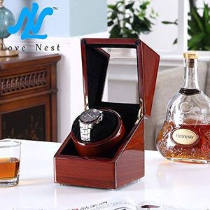 New Style Rubber Wood] Love Nest Wood Automatic Single Watch Winder Piano Finish Pure Handmade Watch Winder with Automatic Japanese Mabuchi Motorï¼Power Includedï¼: Cell Phones & Accessories