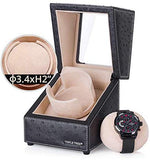 Single Watch Winder Newly Upgraded, with Flexible Plush Pillow, in Wood Shell and Black Leather, Japanese Motor, 4 Rotation Mode Setting, Fit Lady and Man Automatic Watch: Watches