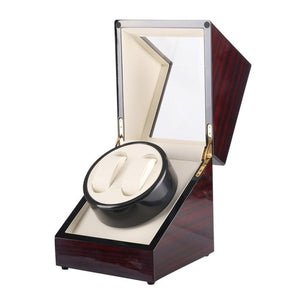 Auto Wooden Watch Winder Watch Storage Box Winder Case Transparent Cover Wristwatch Box Single/Double Head Motor with US Plug