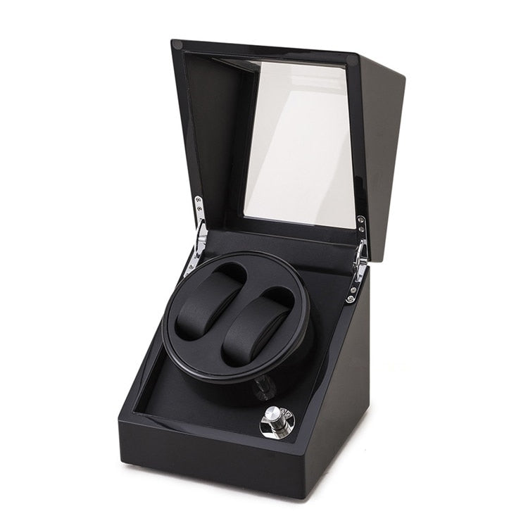 New 2 Slots Watch Winder Black Automantic Mechanical Watch Winders Fashion Mens Watch Storage Case Brand Gift Winder W075
