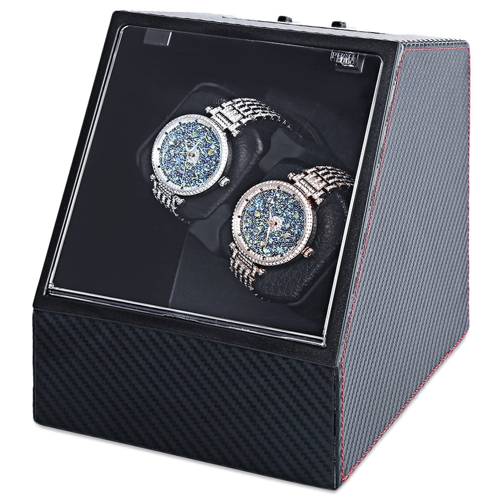 Automatic Watch Winder Auto Silent Watch Winder Irregular Shape Transparent Cover Wristwatch Box with US Plug