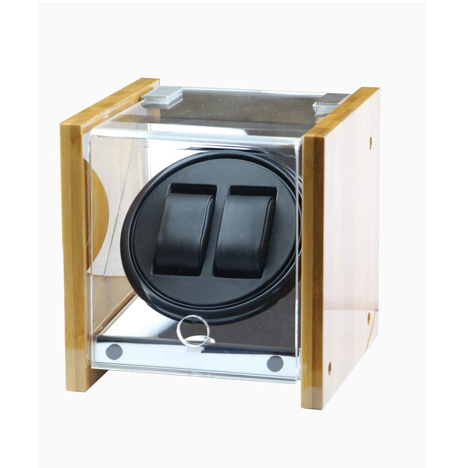 Watch Winder ,LT Wooden Automatic Rotation 2+0 Watch Winder Storage Case Display Box yellow(Inside is black)2019