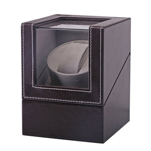 Automatic Mechanical Watch Winder Brown Leather Watch Box High Class Motor Shaker Watch Holder Display Jewelry Box New