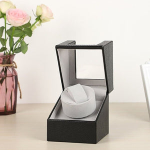 Automatic Electric Mechanical Watch Shaker Motor Rotary Storage Case Box Single Slot Watch Motor Watch Winder Holder Black Brown